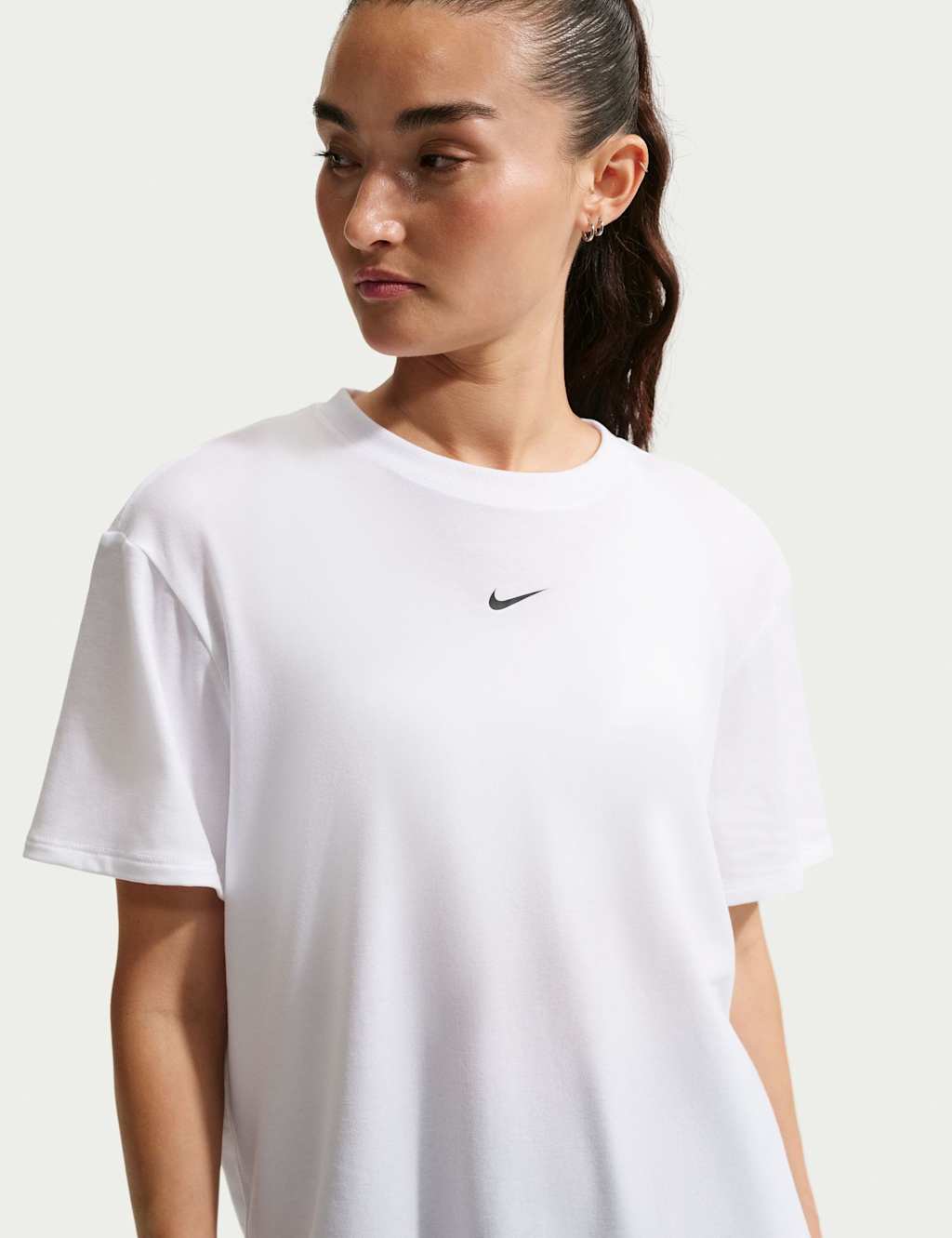 Nike Women's Dri-FIT Crew Neck Relaxed T-Shirt - Small - White - Available at M&S