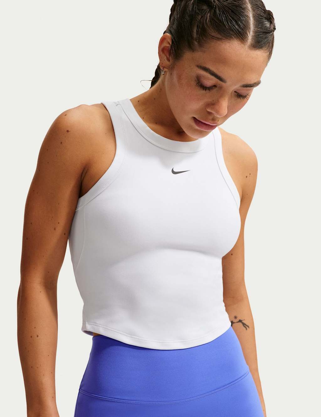Nike Women's Dri-Fit Fitted Racer Back Crop Tank Top - Medium - Black Mix - Available at M&S