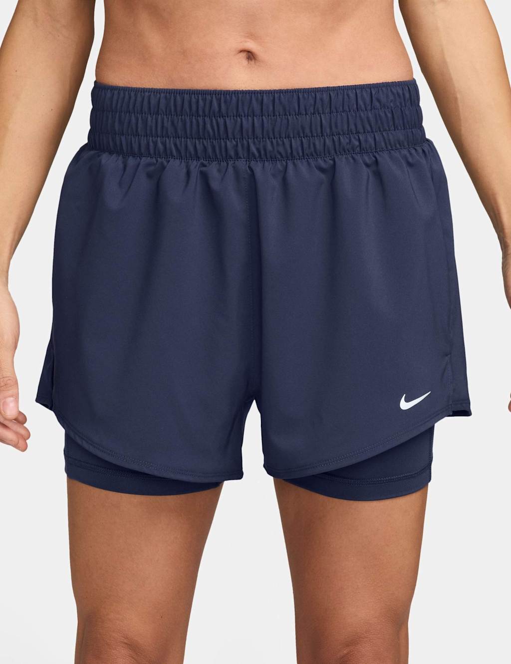 Nike Women's One Dri-FIT High Waisted 2-in-1 Shorts - Large - Navy - Available at M&S