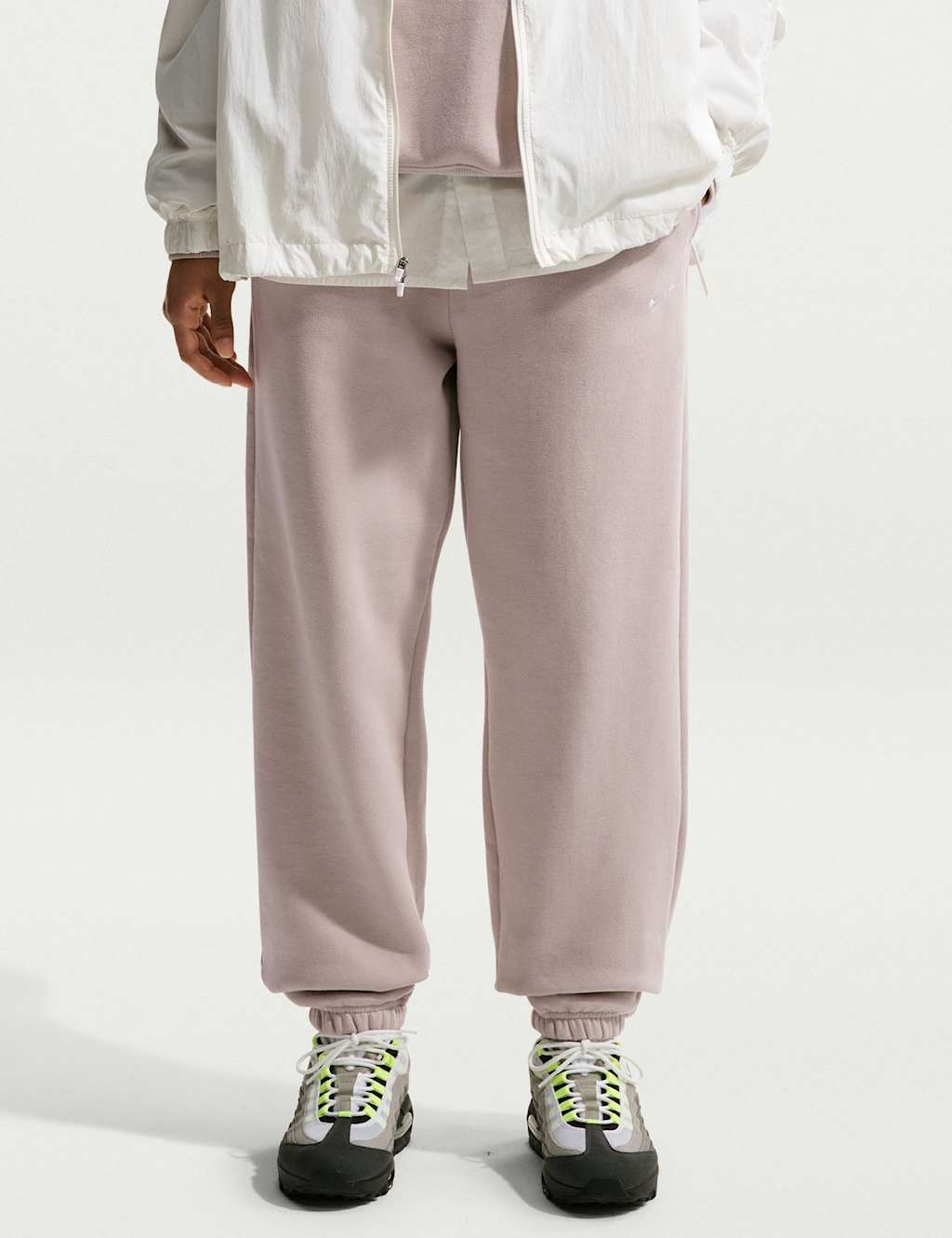Nike Women's Studio Cotton Rich Fleece Joggers - Small - Cream - Available at M&S