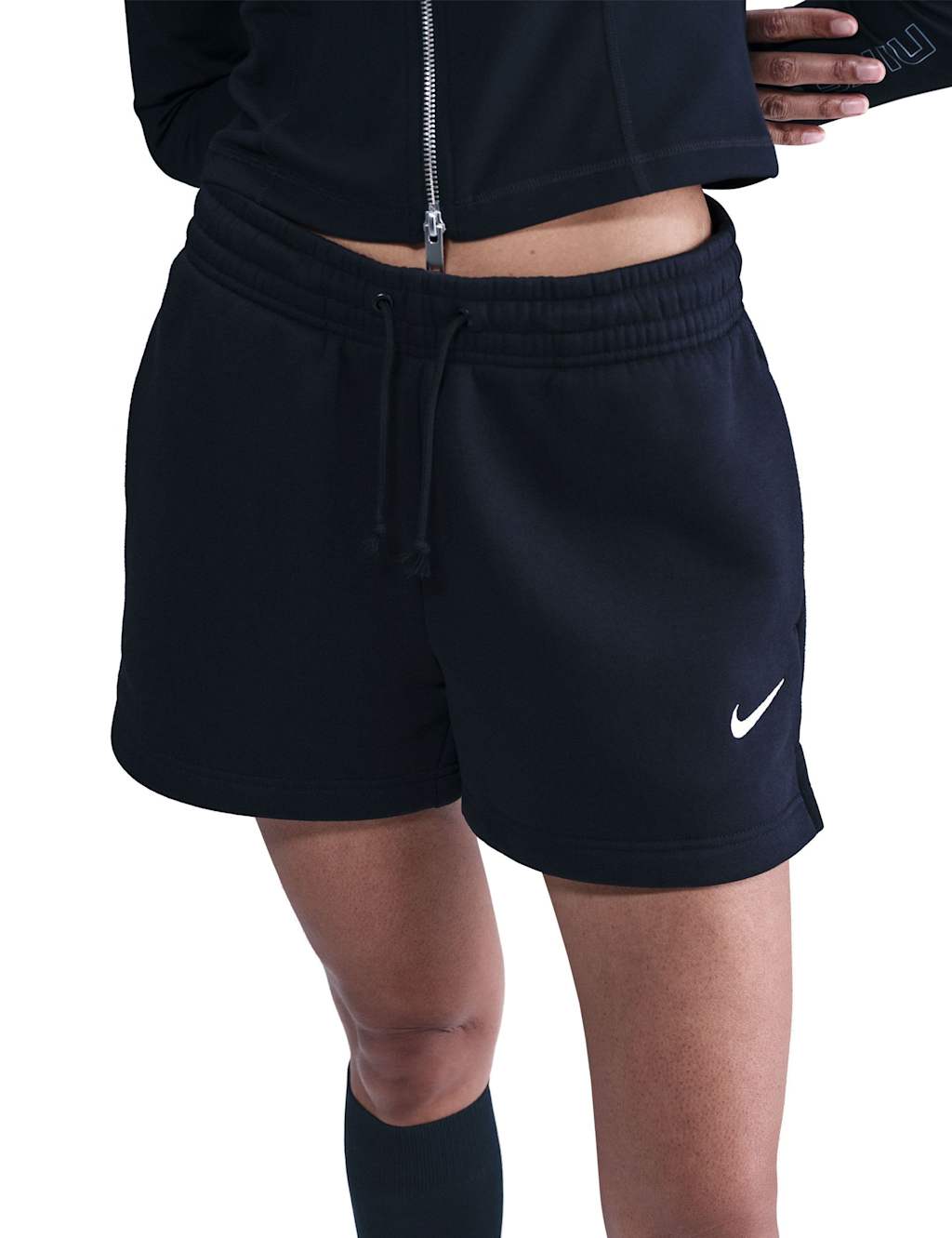 Nike Women's Cotton Rich Phoenix Fleece Drawstring Shorts - Small - Black - Available at M&S