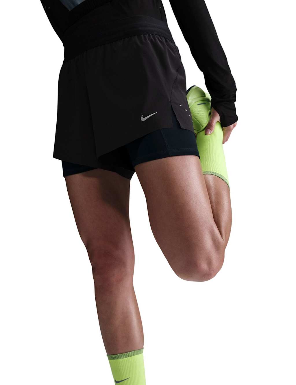 Nike Women's Swift 2-in-1 Running Shorts - Extra Large - Black Mix - Available at M&S