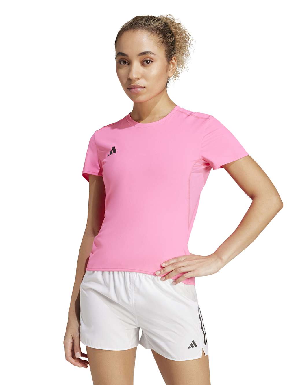 Adidas Women's Adizero Essentials Crew Neck Running T-Shirt - Large - Pink
