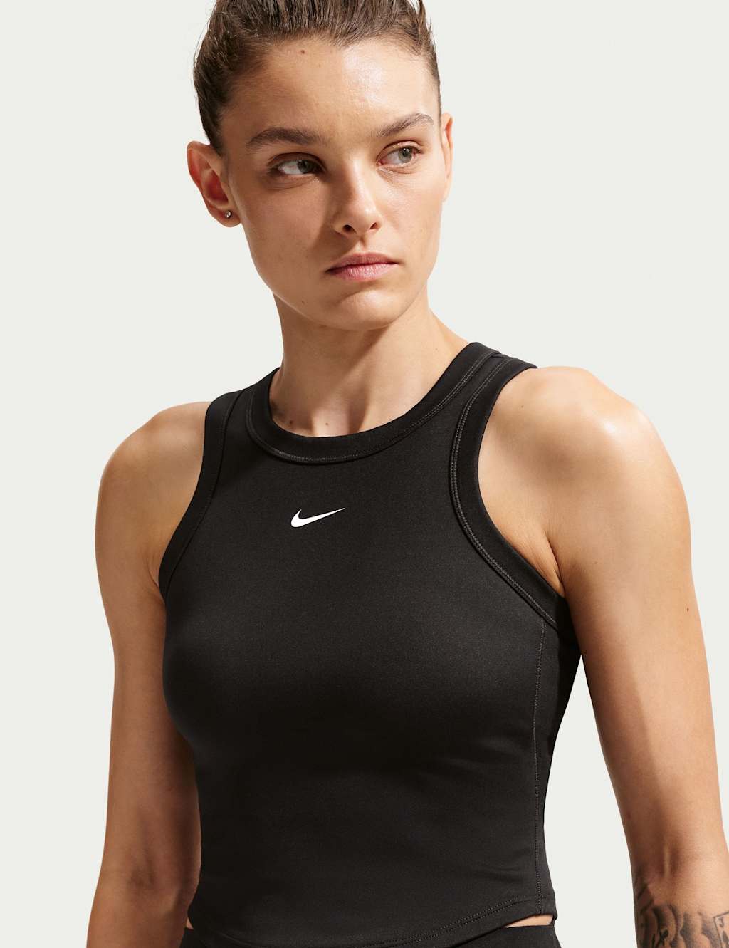 Nike Women's One Fitted Dri-Fit Cropped Vest Top - Medium - Black Mix - Available at M&S