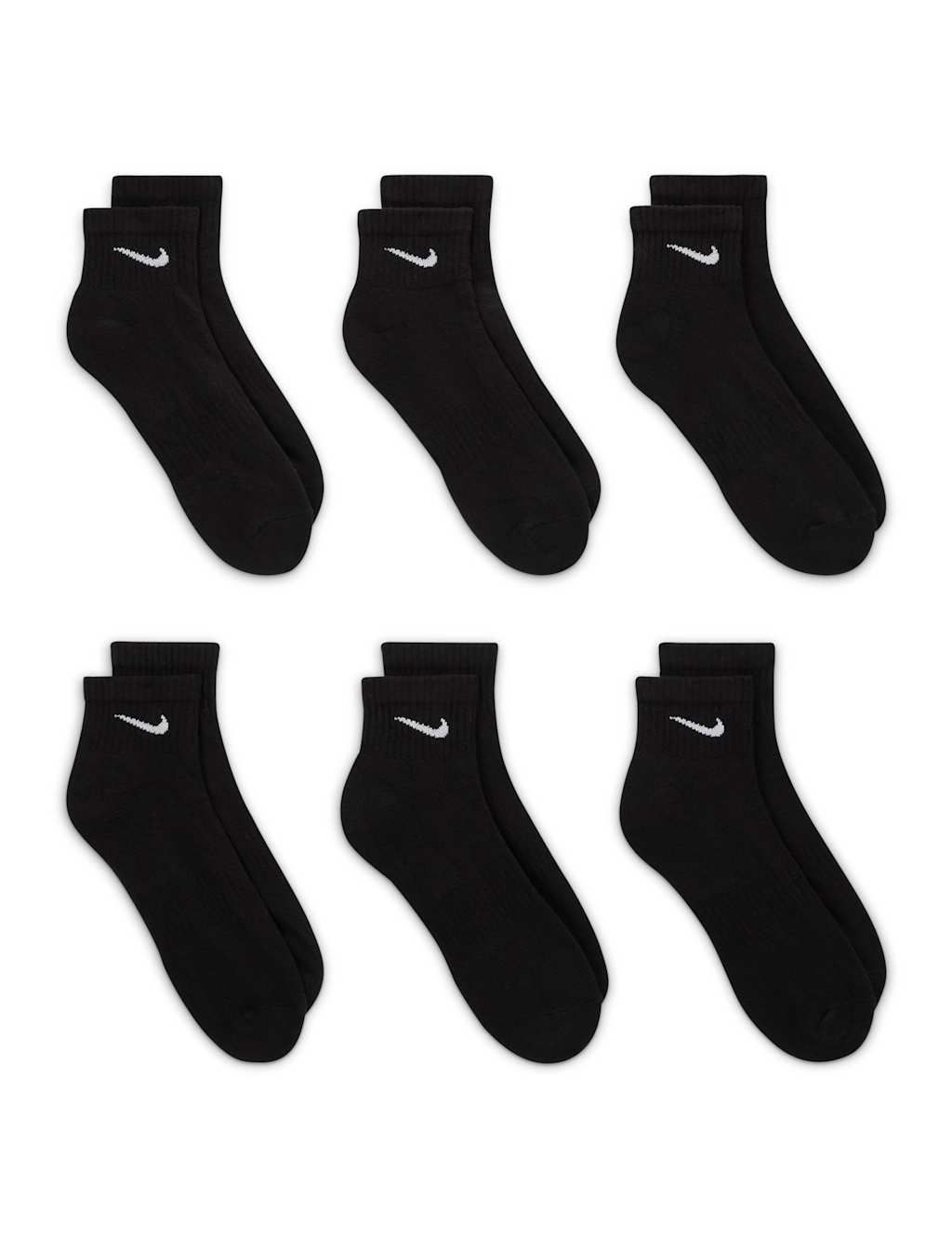 Nike Women's 6 Pack Everyday Cushioned Ankle Socks - Large - Black - Available at M&S