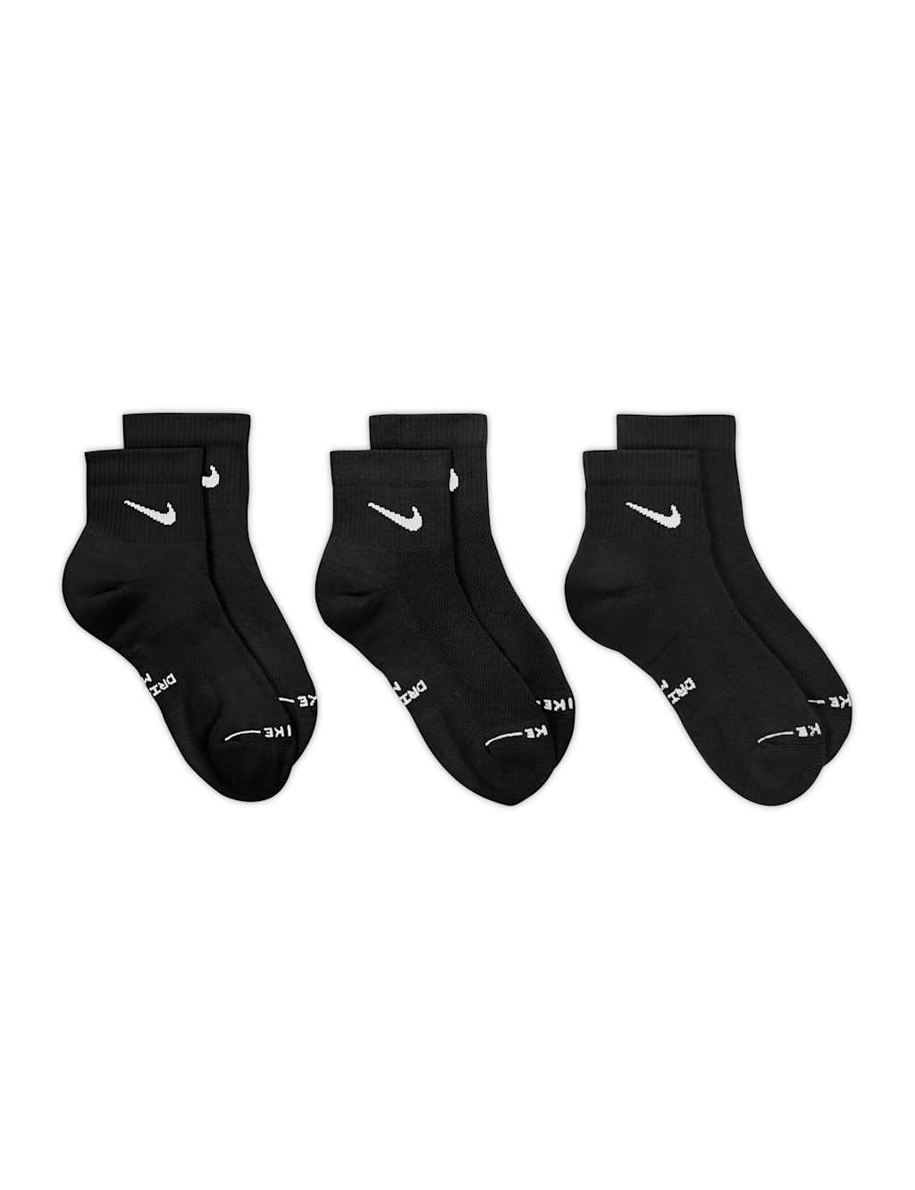 Nike Women's 3 Pack Cotton Rich Logo Ankle Socks - Small - Black - Available at M&S