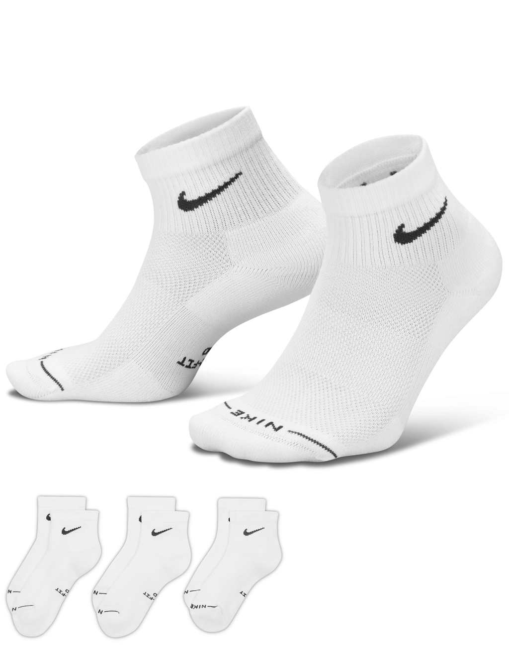 Nike Women's 3 Pack Cotton Rich Logo Ankle Socks - Small - White - Available at M&S