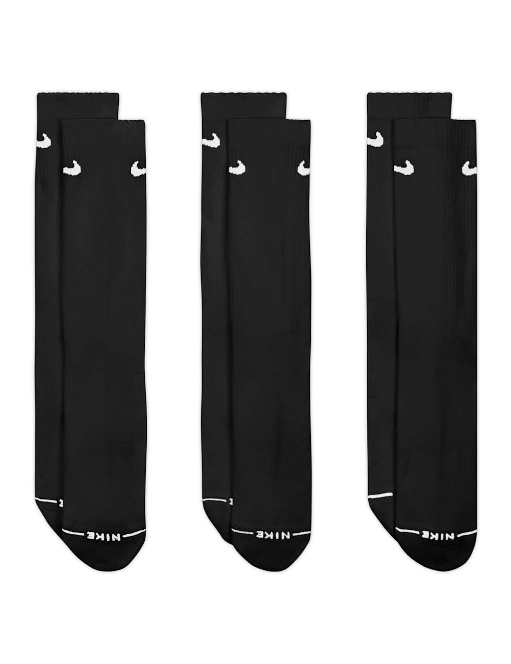Nike Women's 3 Pack Everyday Elevated Cotton Rich Crew Socks - Medium - Black - Available at M&S