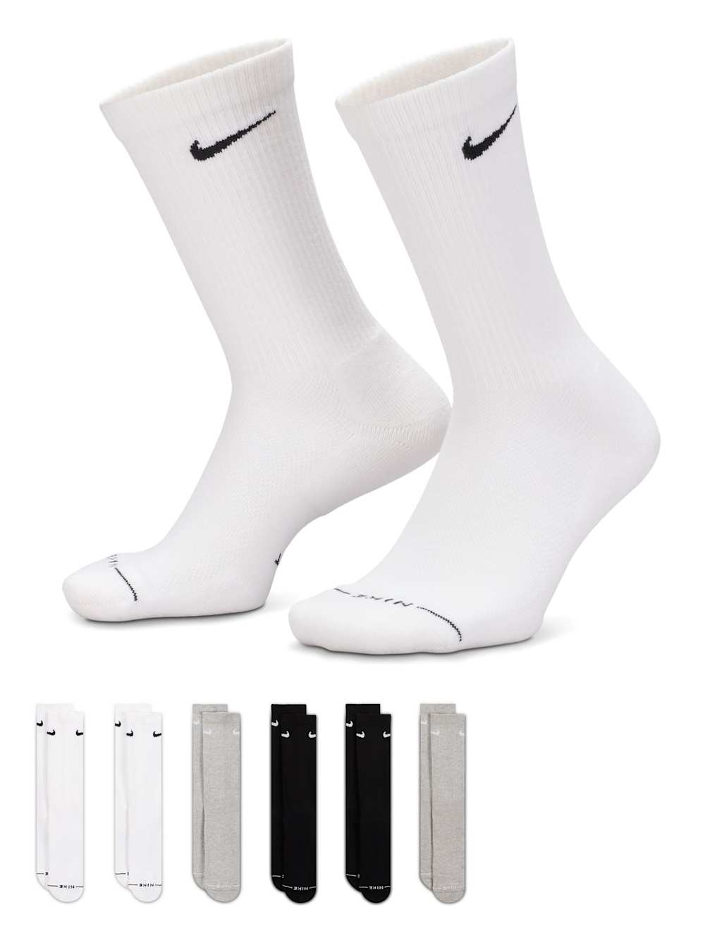 Nike Women's 6 Pack Everyday Elevated Crew Socks - Small - Multi - Available at M&S