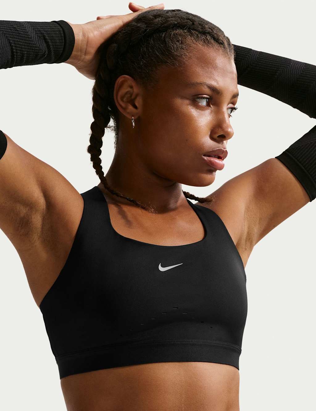 Nike Women's Swift High Support Sports Bra - Small - Black Mix - Available at M&S