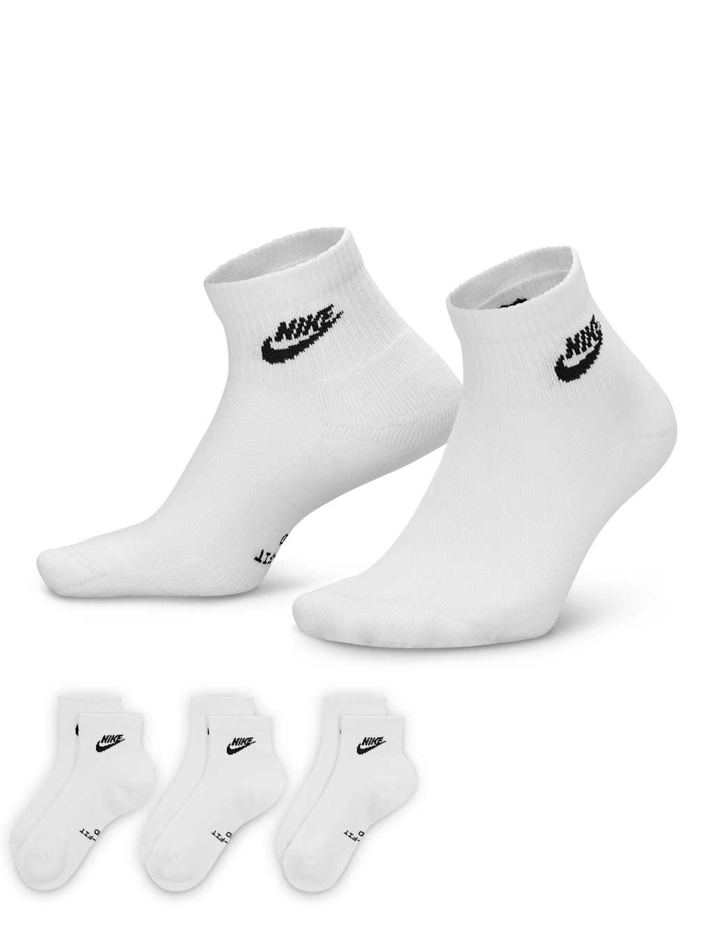 Nike Women's 3 Pack Everyday Cotton Rich Ankle High Socks - Small - White - Available at M&S