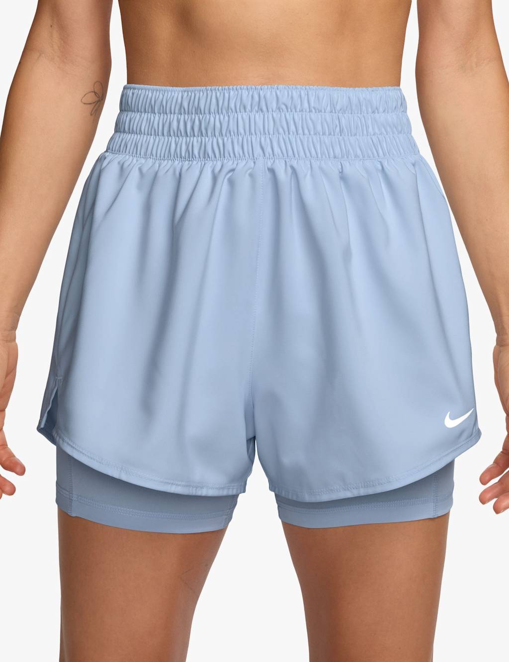 Nike Women's One High Waisted 2-in-1 Shorts - Medium - Light Blue - Available at M&S