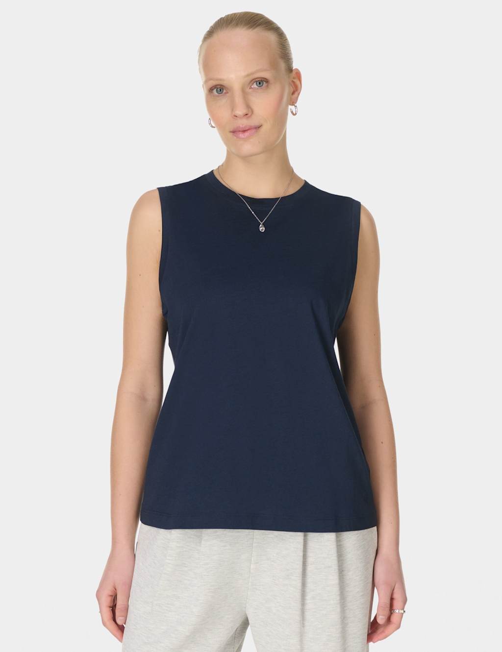 Sweaty Betty Women's Essential Cotton Rich Crew Neck Vest Top - Small - Navy