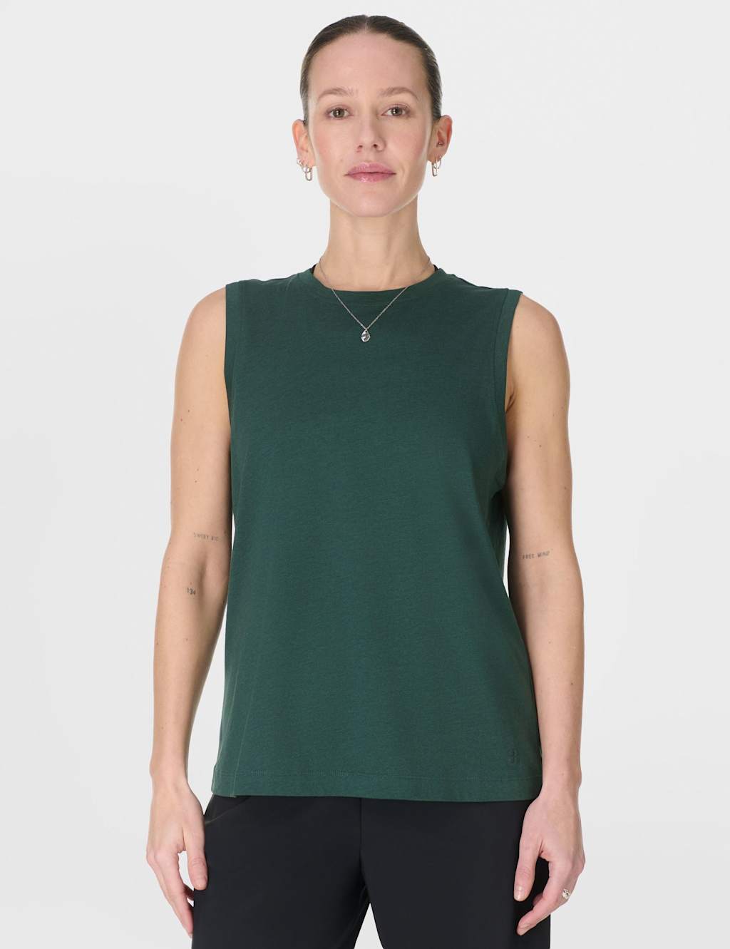 Sweaty Betty Women's Essential Cotton Rich Crew Neck Vest Top - Large - Dark Green
