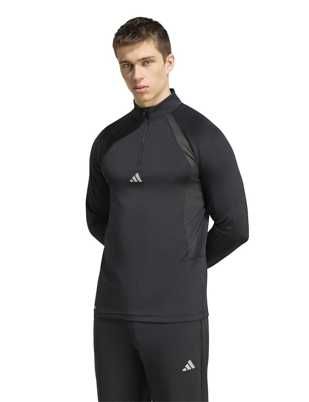 Adidas Men's Tech Apparel 1/4 Zip Sweatshirt - L - Black/Black