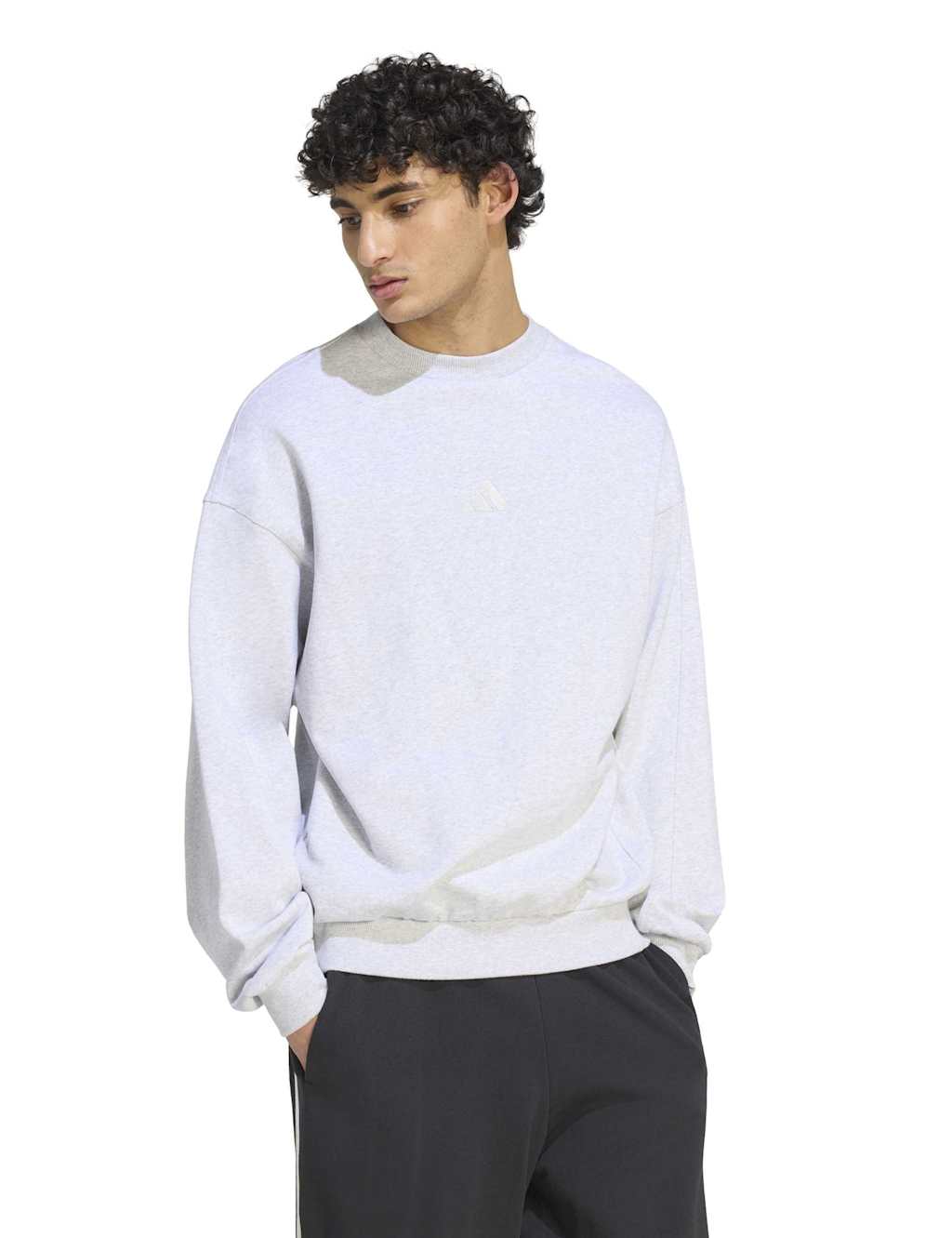Adidas Men's Pure Cotton Crew Neck Sweatshirt - XL - Light Grey