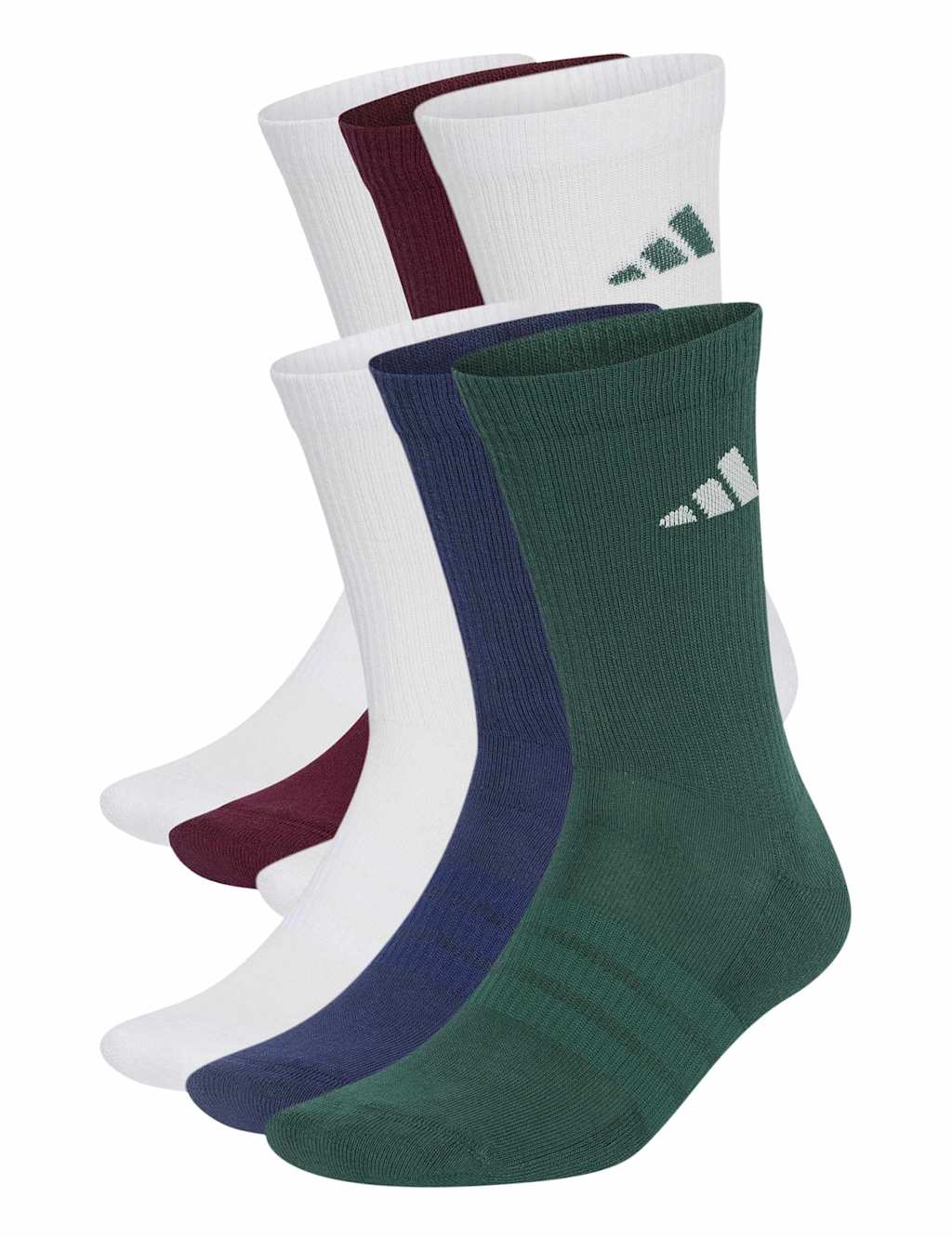 Adidas Unisex Cushioned Crew Socks 6 Pair Pack - L - Dark Red