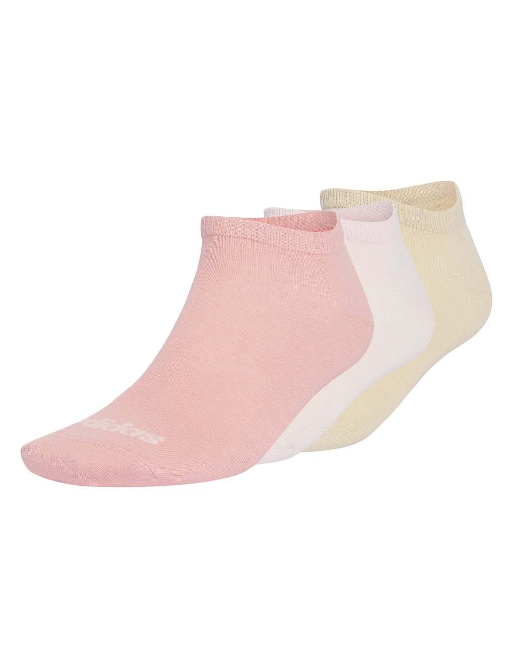 Adidas Women's 3 Pack Thin Linear Low Cut Trainer Socks - Small - Beige Mix