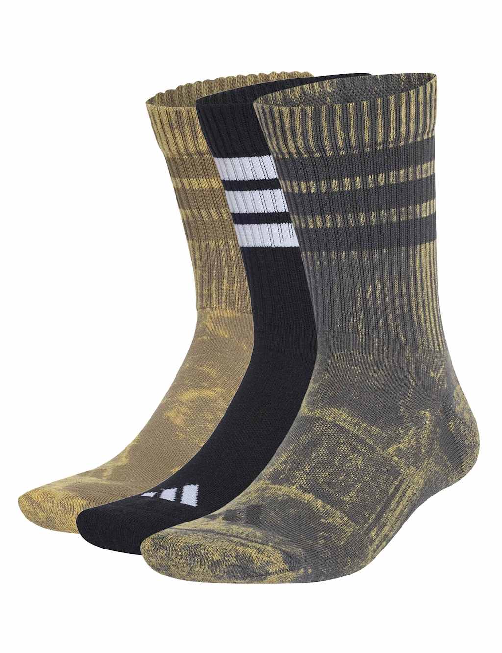 Adidas Men's 3 Pack Stonewash Cotton Blend Trainer Socks - M - Grey Mix