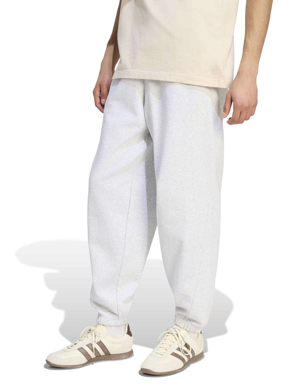 Adidas Men's Regular Fit Cuffed Joggers - L - Light Grey
