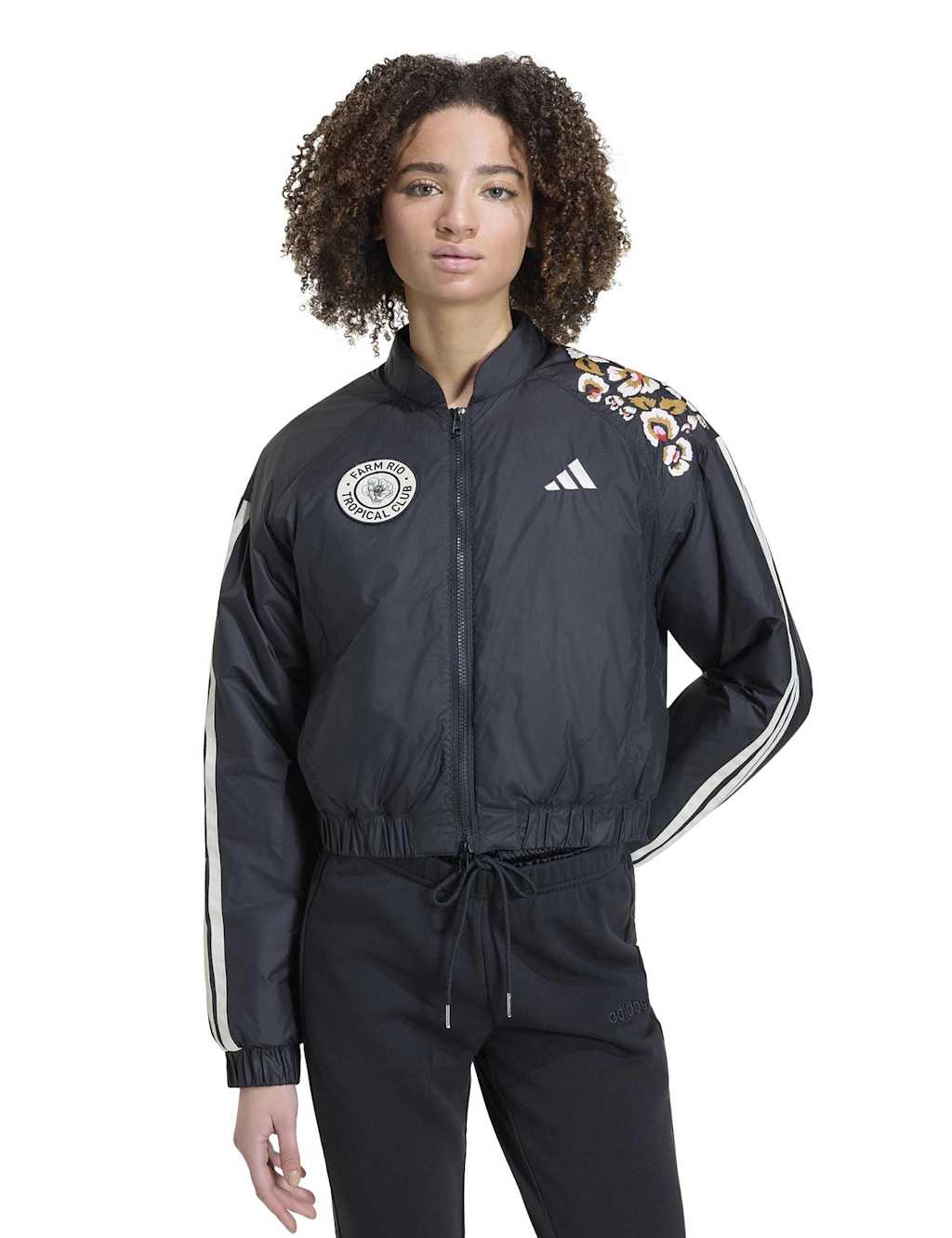 Adidas Women's X FARM Rio Floral Bomber Jacket - Medium - White Mix