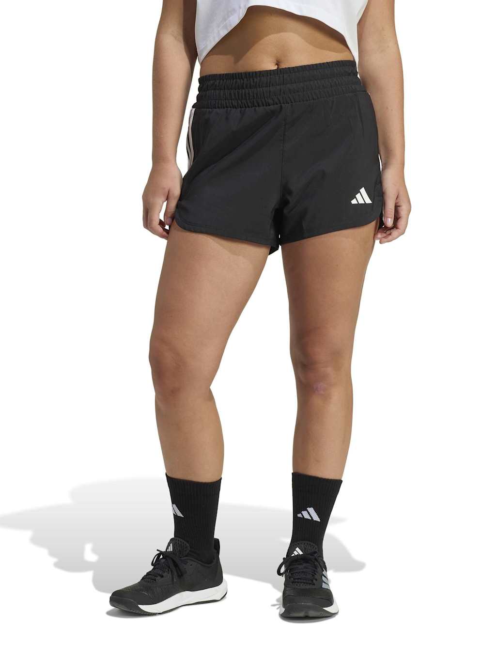 Adidas Women's Pacer High Waisted Shorts - Medium - Black Mix
