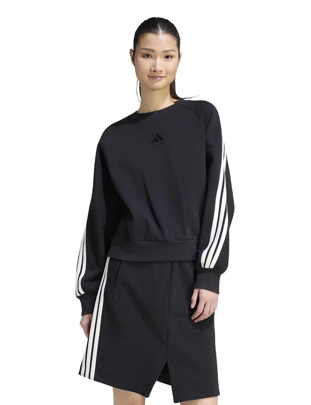 Adidas Women's Kit 3-Stripes Pure Cotton Sweatshirt - Small - Black Mix