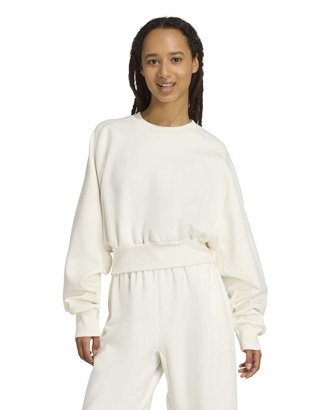 Adidas Women's Soft Lux Loose Sweatshirt with Modal - Small - Soft White