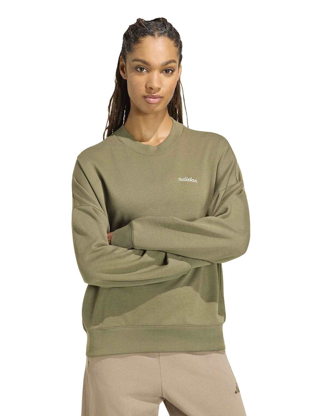 Adidas Women's Seasonal Essentials Colorpop Sweatshirt - Medium - Medium Green
