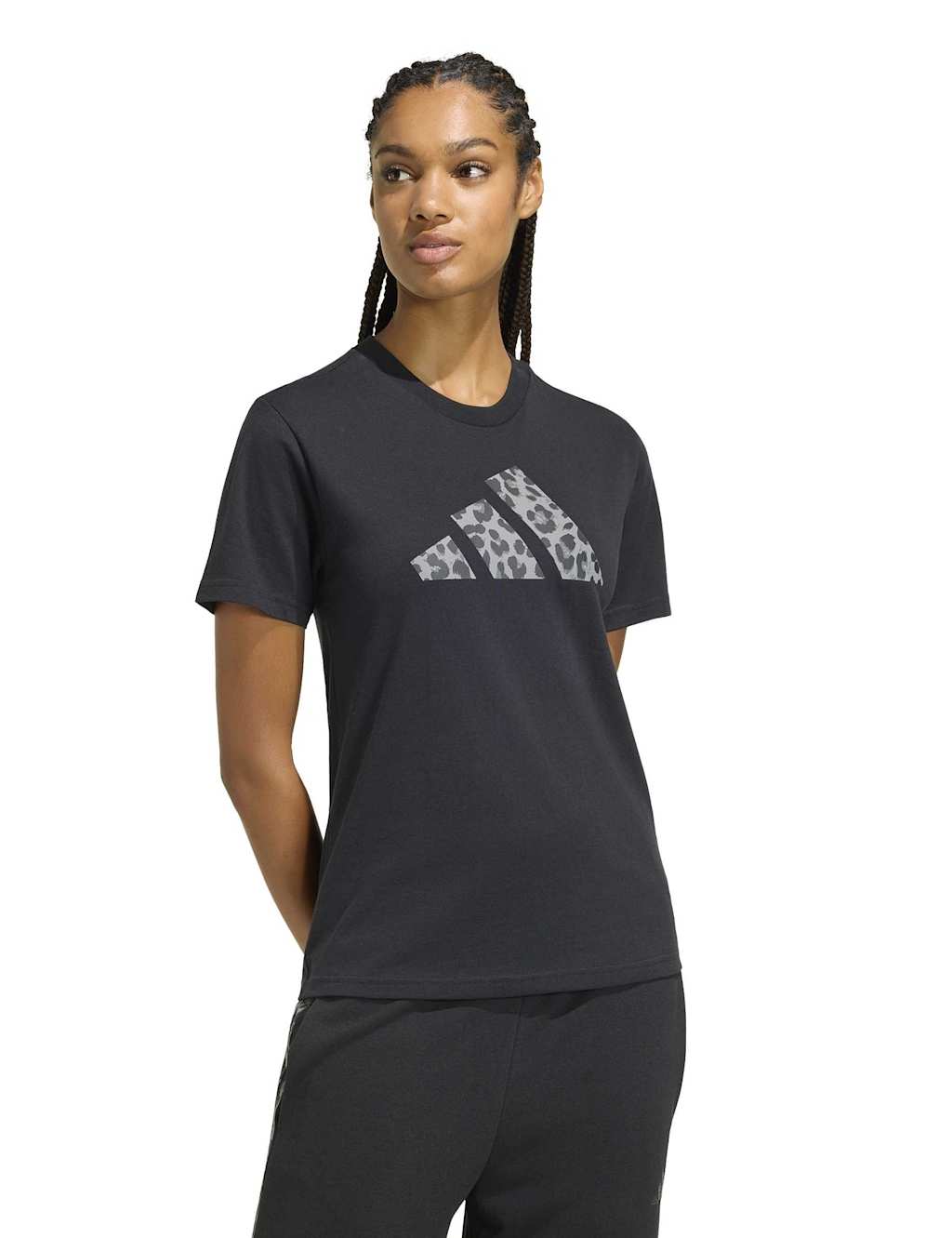 Adidas Women's Pure Cotton Animal Graphic T-Shirt - Medium - Black/Black