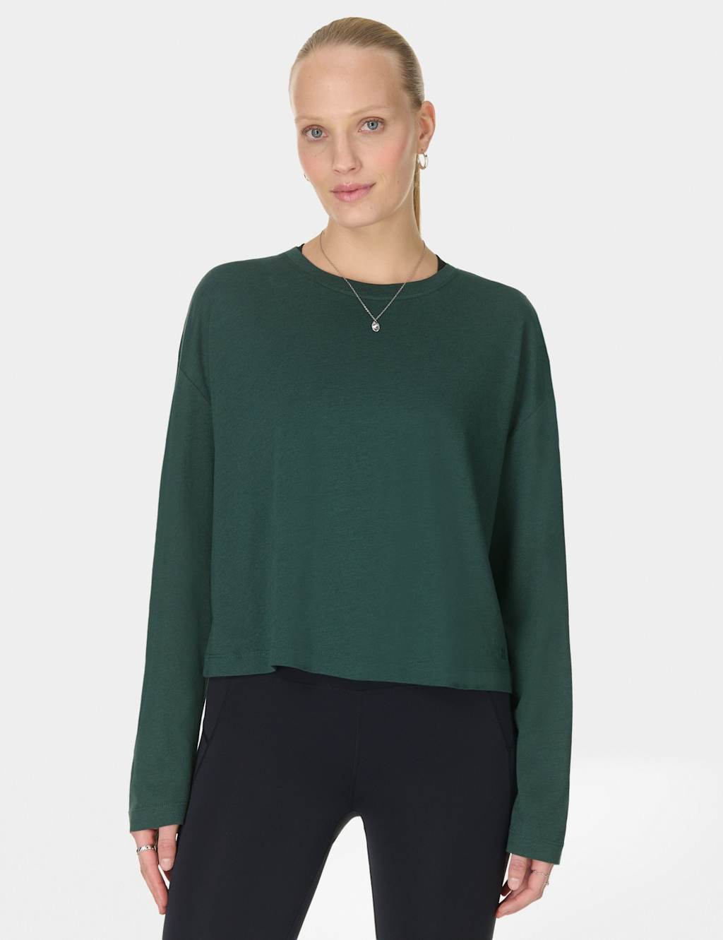 Sweaty Betty Women's Essential Crew Neck Crop Top - Large - Dark Green