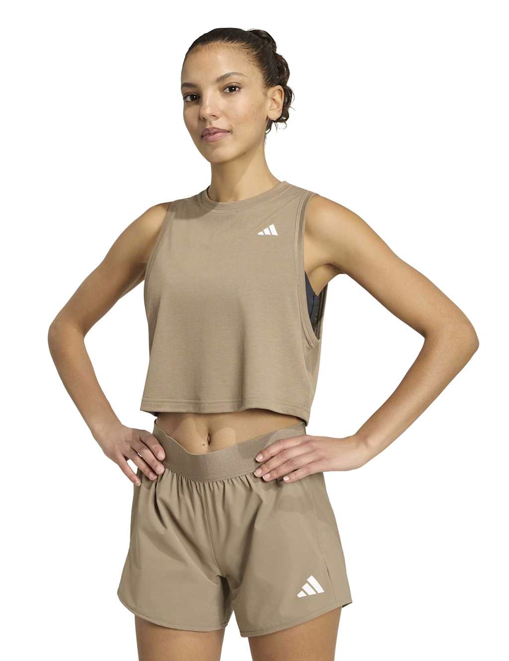 Adidas Women's Train Essentials Crew Neck Crop Vest Top - Extra Large - Khaki