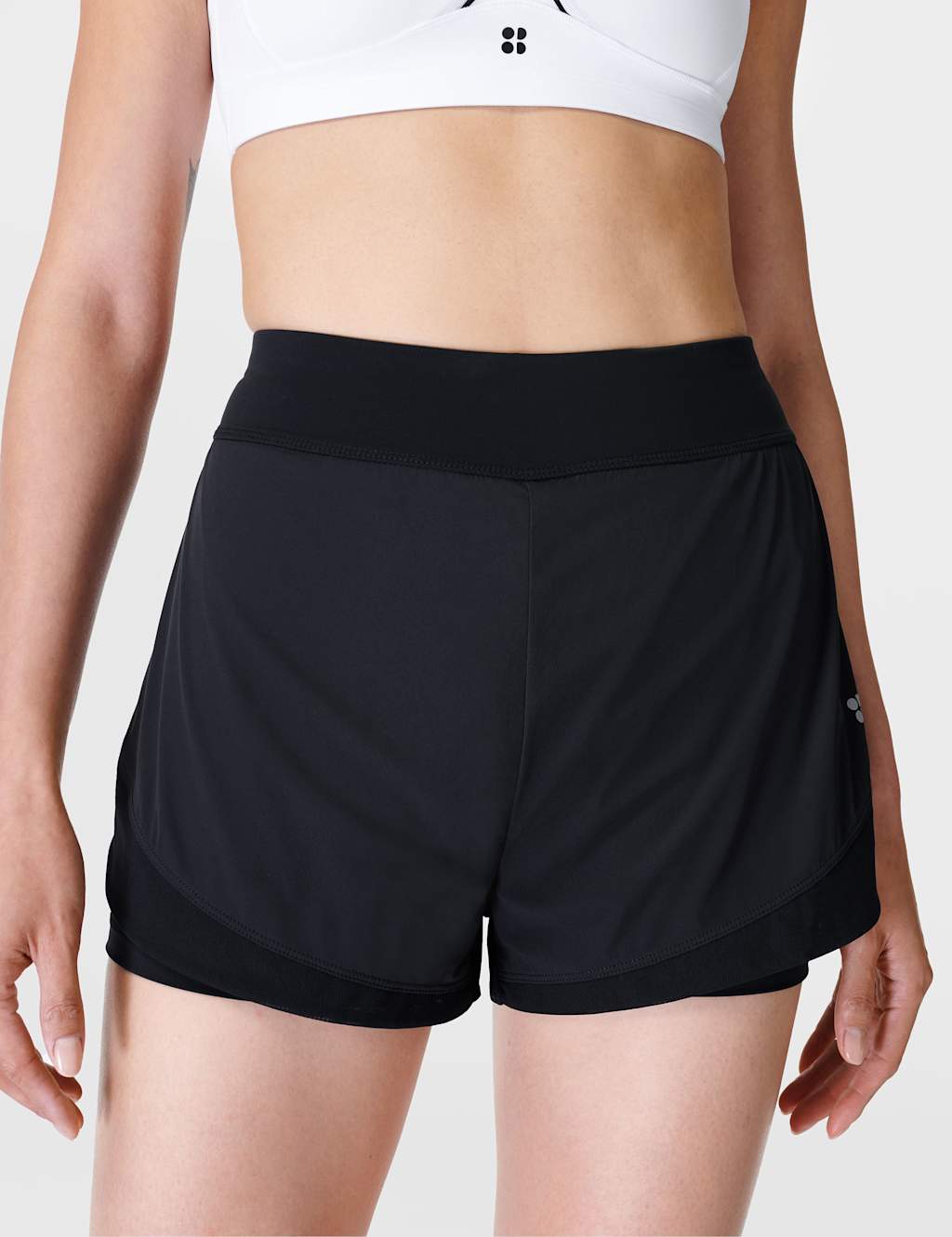 Sweaty Betty Women's Tempo Run Layered Running Shorts - Medium - Black