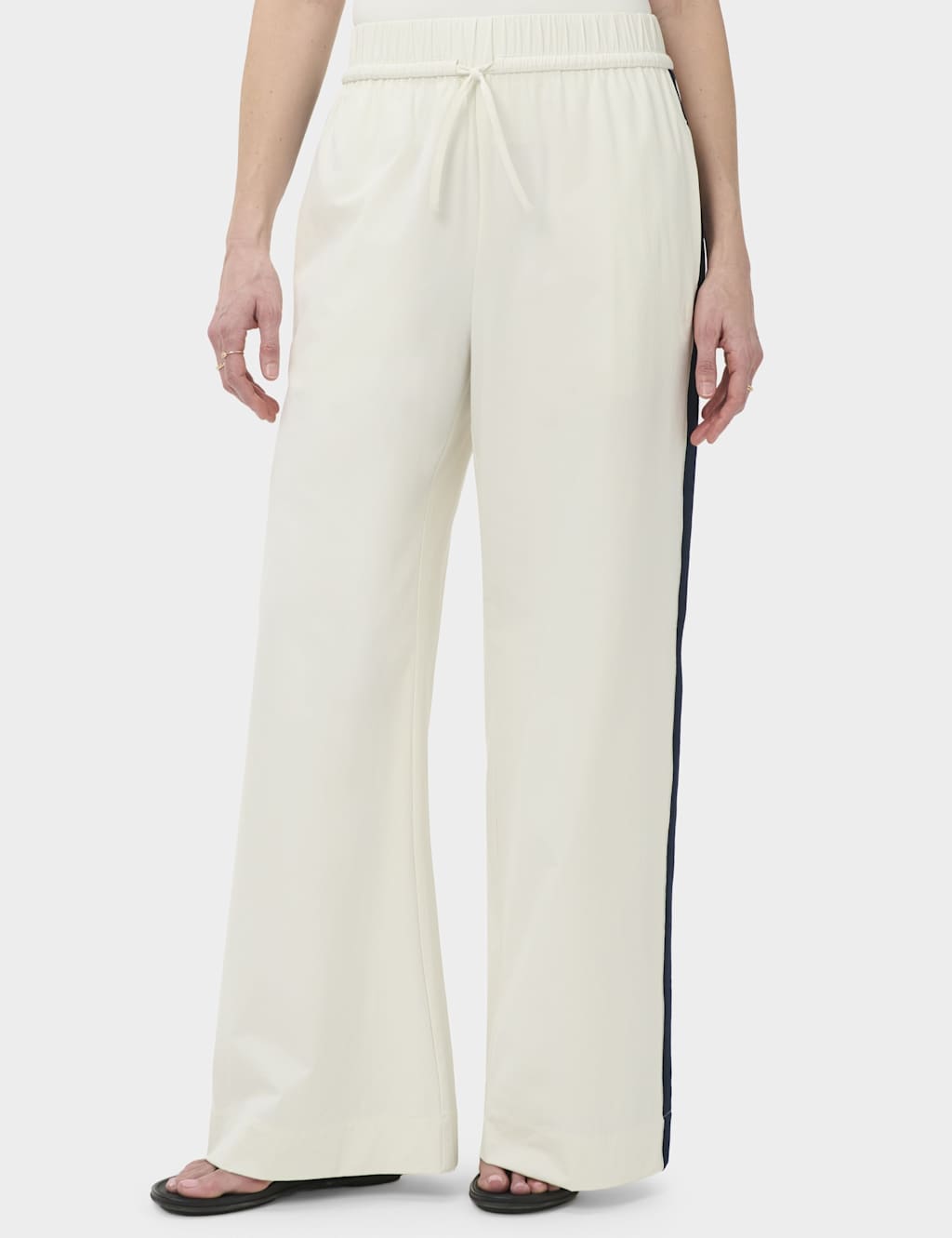 Sweaty Betty Side Stripe Drawstring Wide Leg Trousers - Extra Small - Soft White