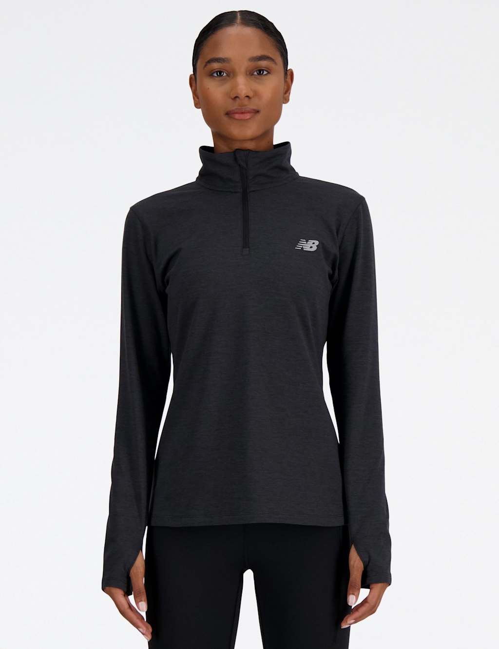New Balance Women's Sport Essentials Space Dye Half Zip Sweatshirt - Large - Black