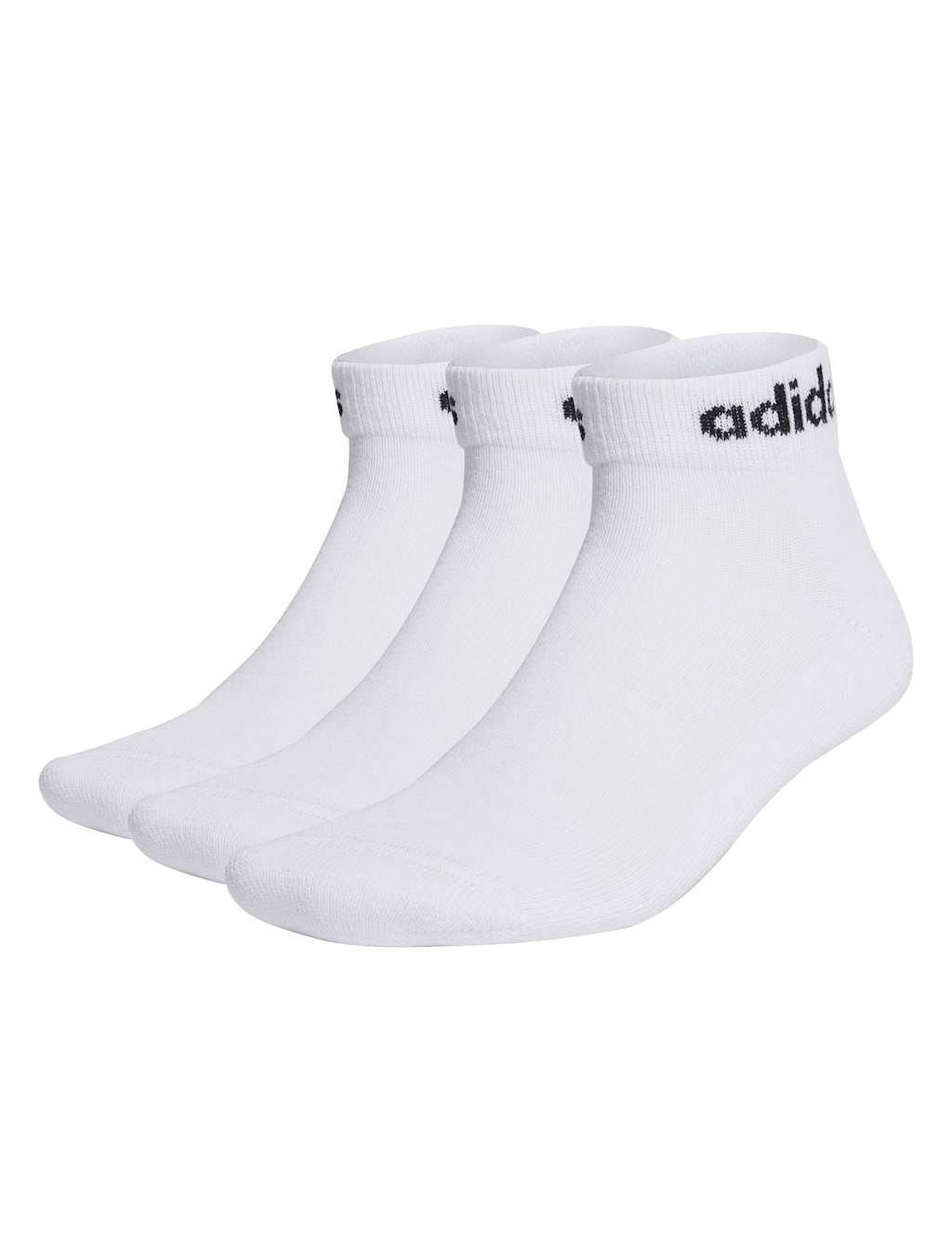 Adidas Women's 3 Pack Linear Cotton Rich Logo Ankle Socks - Large - White