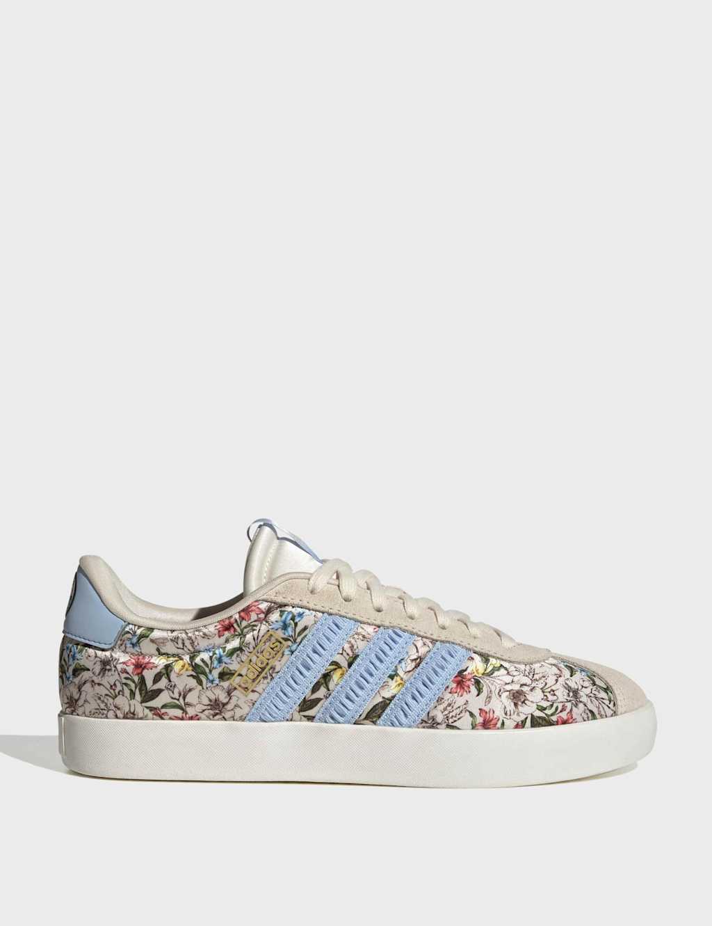 Adidas Women's VL Court 3.0 Suede Floral Trainers - 5 - Oatmeal Mix