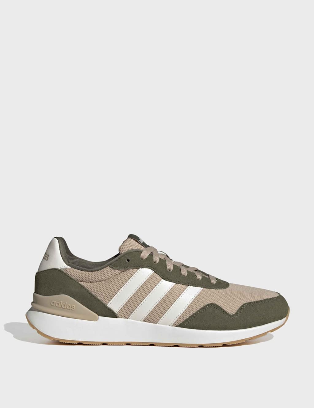 Adidas Men's Run 60s 4.0 Stripe Trainers - 8 - Beige Mix