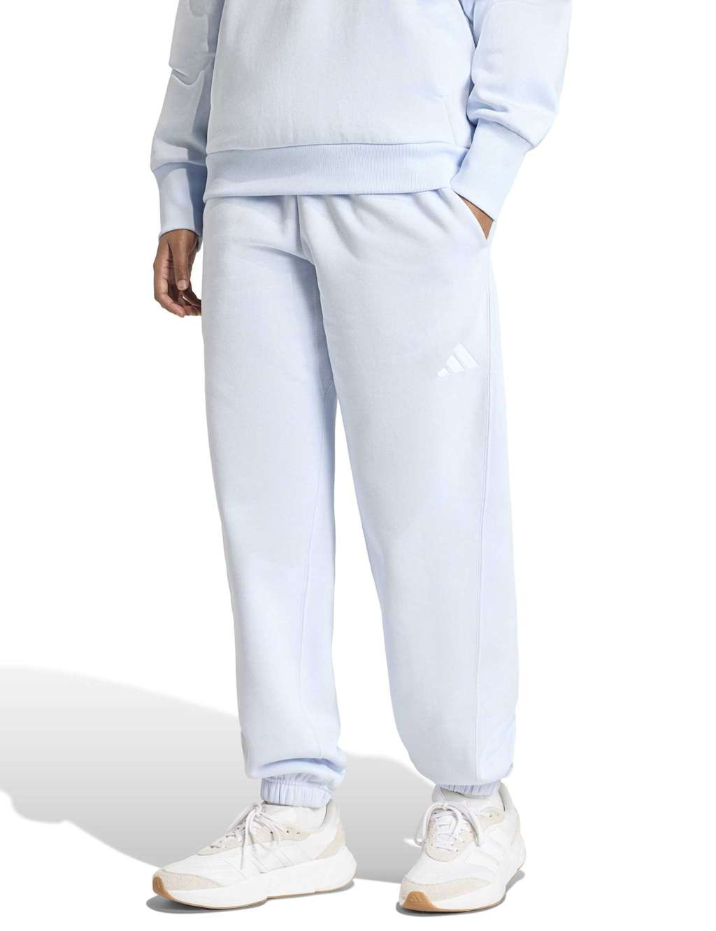 Adidas Women's All SZN Cotton Rich Fleece Cuffed Joggers - Large - Light Blue