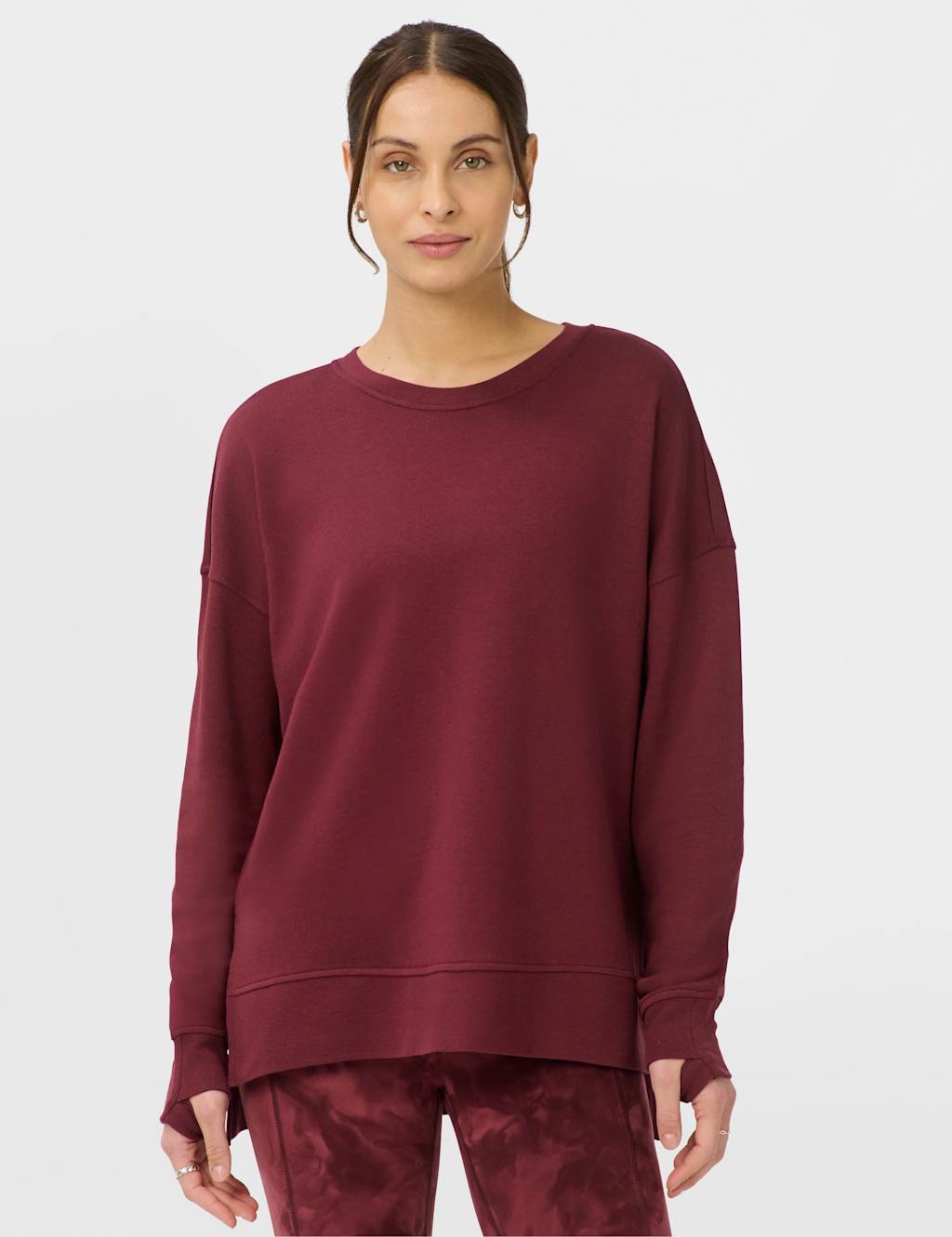 Sweaty Betty Women's After Class Cotton Modal Longline Sweatshirt - Small - Burgundy Mix