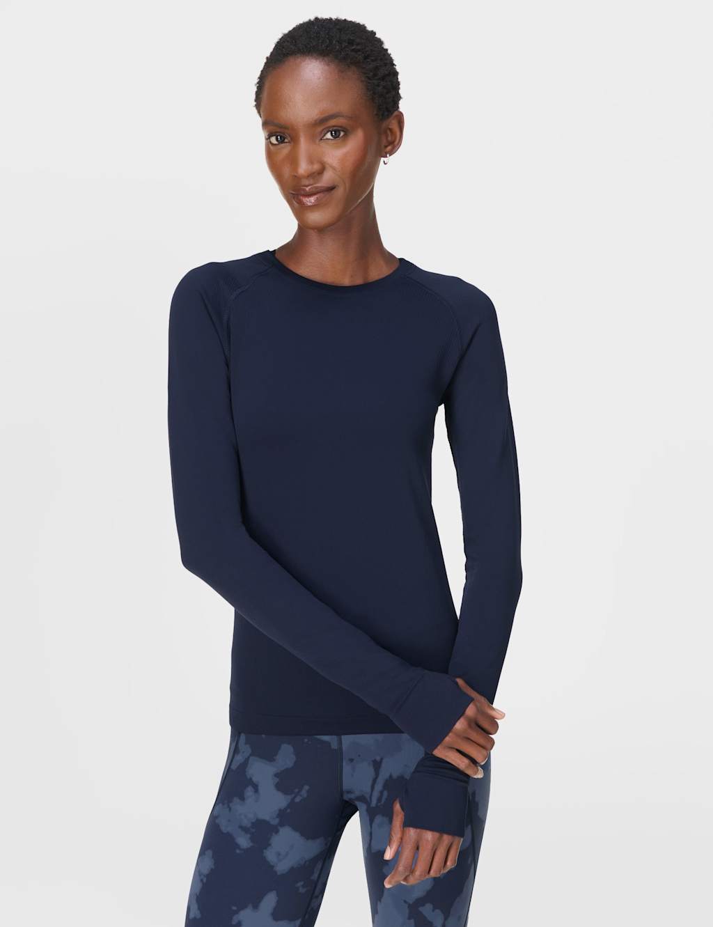 Sweaty Betty Athlete Seamless Crew Neck Top - Medium - Navy
