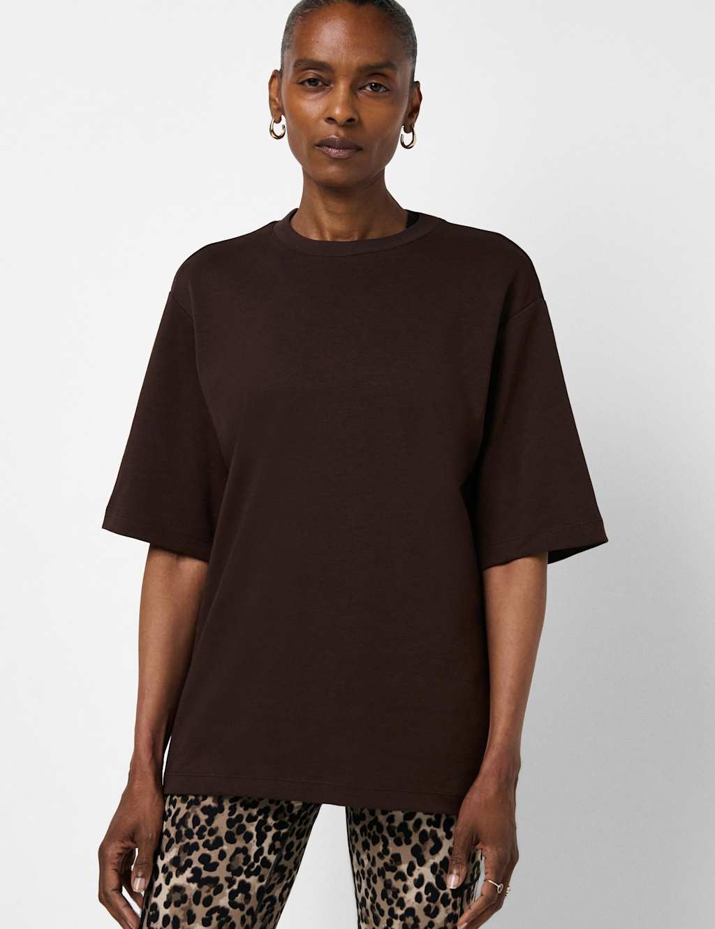 Sweaty Betty Women's Elevated Cotton Blend Longline T-Shirt - Large - Dark Brown
