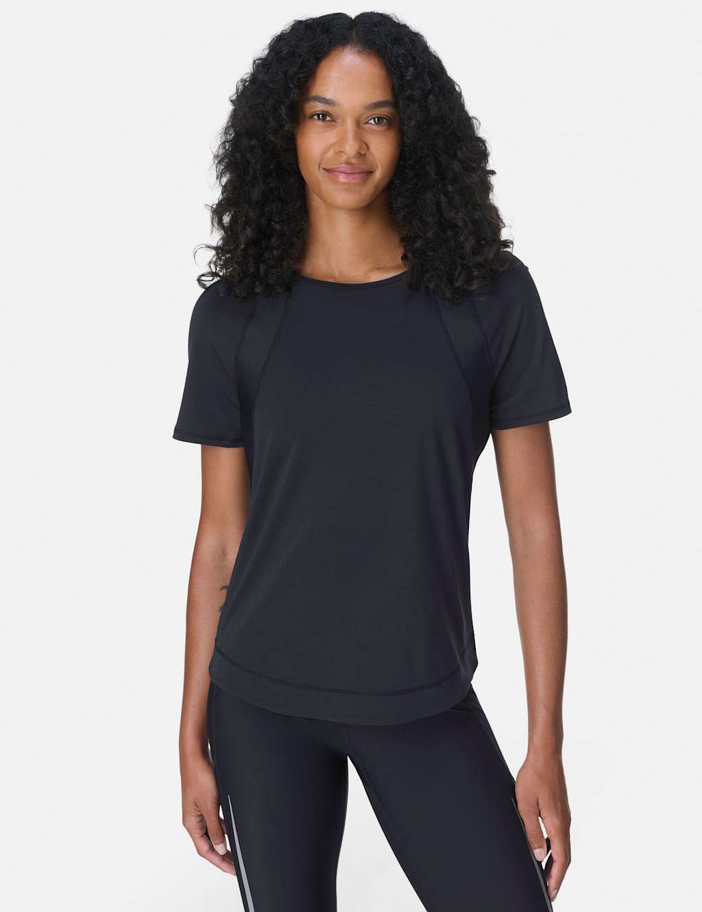 Sweaty Betty Breathe Easy Crew Neck Relaxed Running Top - Small - Black