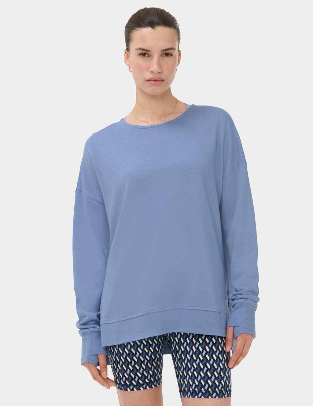 Sweaty Betty Women's After Class Cotton Blend Relaxed Sweatshirt - Small - Blue Denim