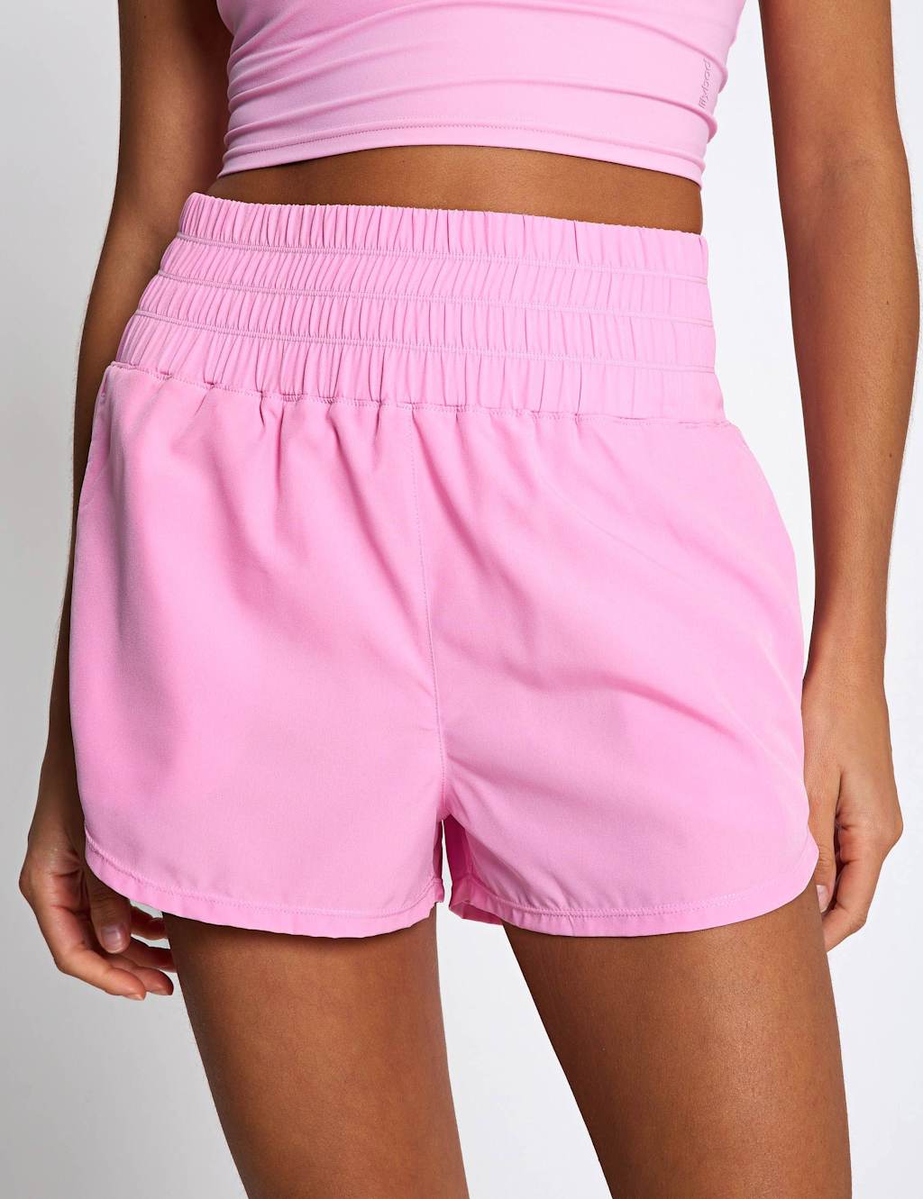Lilybod Women's Bronte Woven High Waisted Running Shorts - Large - Light Pink