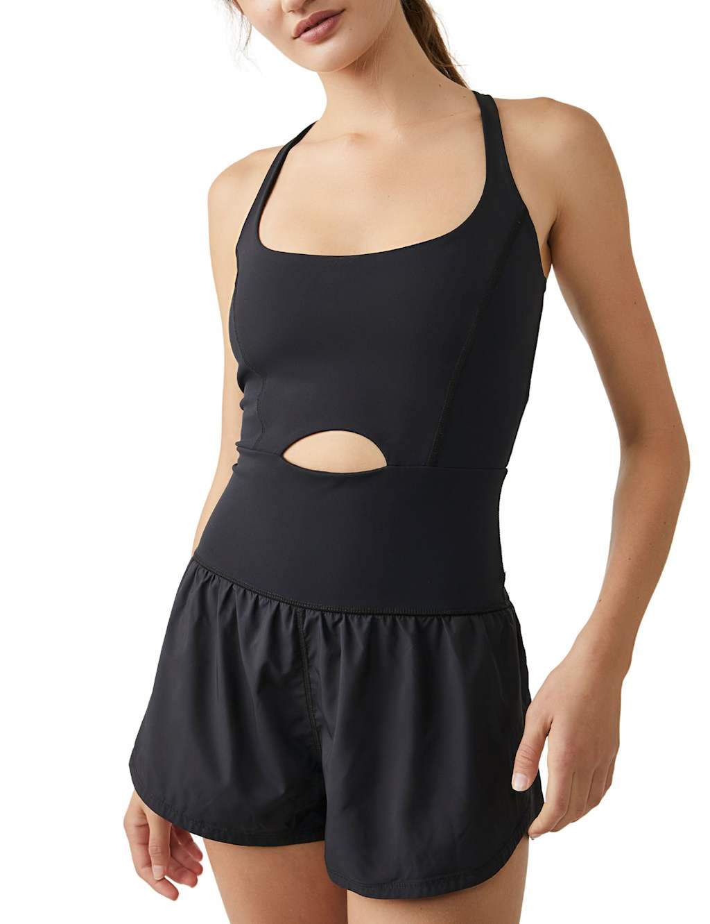 Fp Movement Women's Righteous Runsie Strappy Back Playsuit - Small - Black