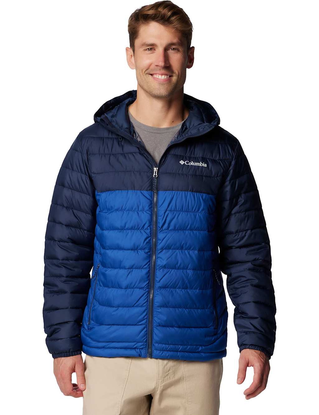 Columbia Men's Powder Lite II Hooded Puffer Jacket - L - Navy Mix