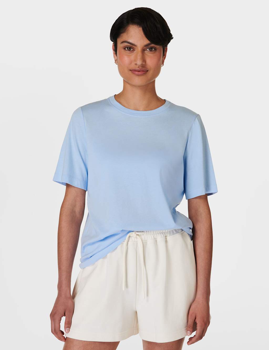 Sweaty Betty Essential Cotton Rich Crew Neck T-Shirt - Large - Duck Egg