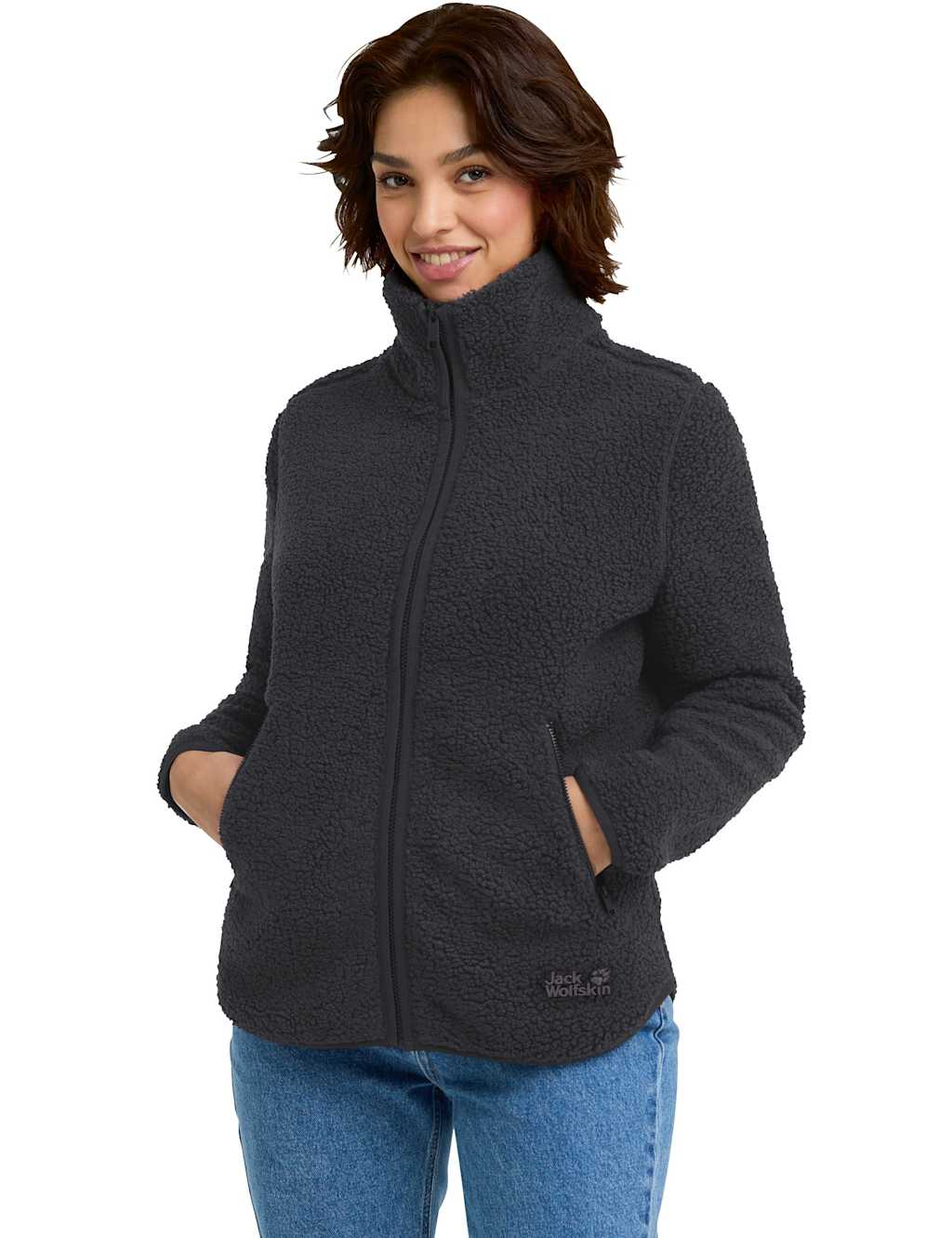Jack Wolfskin Women's High Curl High Neck Fleece Jacket - Large - Black