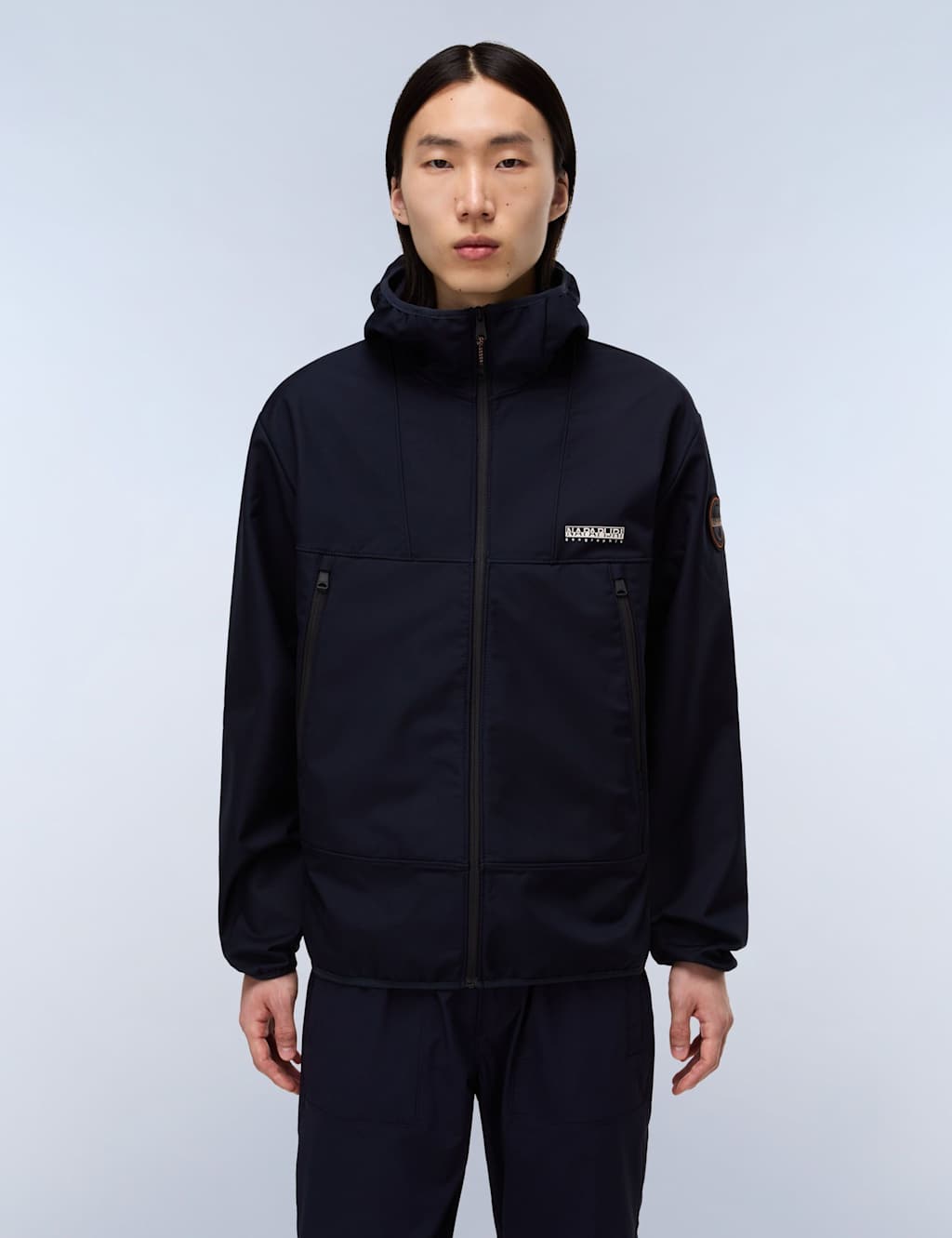 Napapijri Men's Biois Hooded Funnel Neck Sports Jacket - L - Dark Navy - Available at M&S